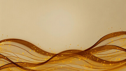 A minimalist composition with a beige background and a golden patterned fabric