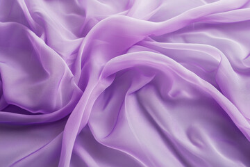 Obraz premium Fine chiffon fabric in pastel lavender with sheer transparency and delicate folds for design and fashion applications