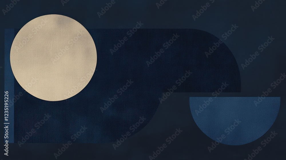 Poster abstract geometric design with circles and curved shapes on dark background