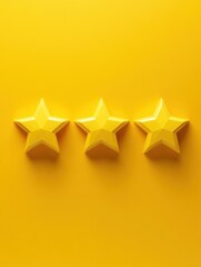 Obraz premium Five-star customer satisfaction and quality control feedback, yellow background