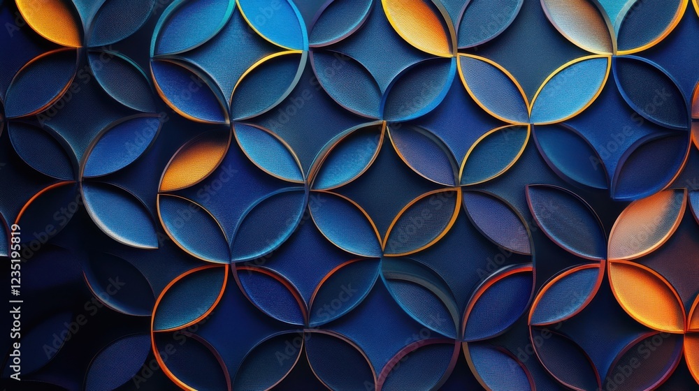 Poster intricate geometric pattern with textured circles on dark background