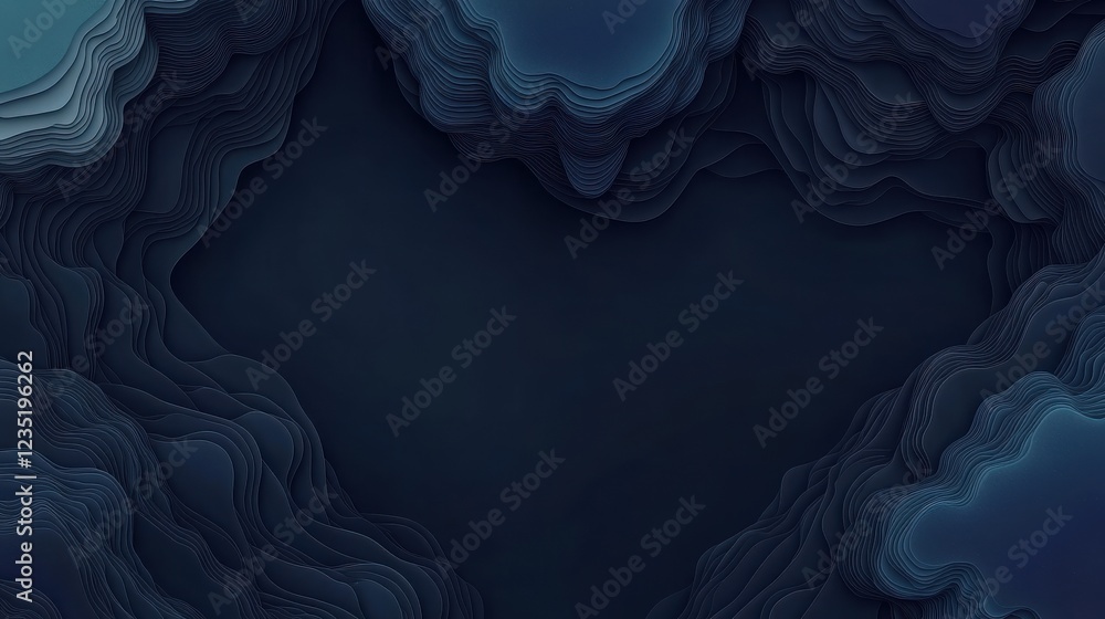 Poster abstract dark layered background with wavy texture and depth