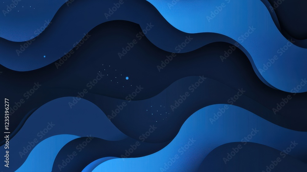 Poster abstract dark blue waves pattern with fluid shapes and textures
