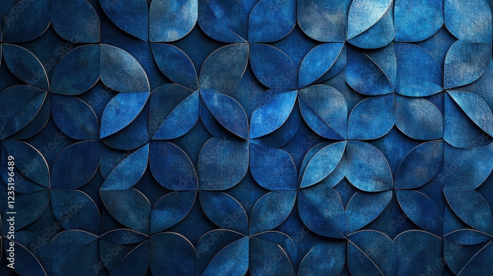 Poster abstract blue textured background with floral patterns in design