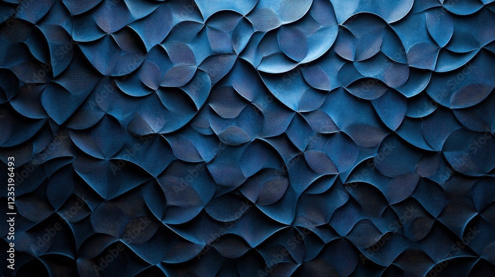 Poster abstract blue wave pattern with curved shapes and texture design