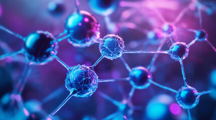 Microscopic view showcasing the intricate structure and connections of nanotechnology at the molecular level. Generative AI