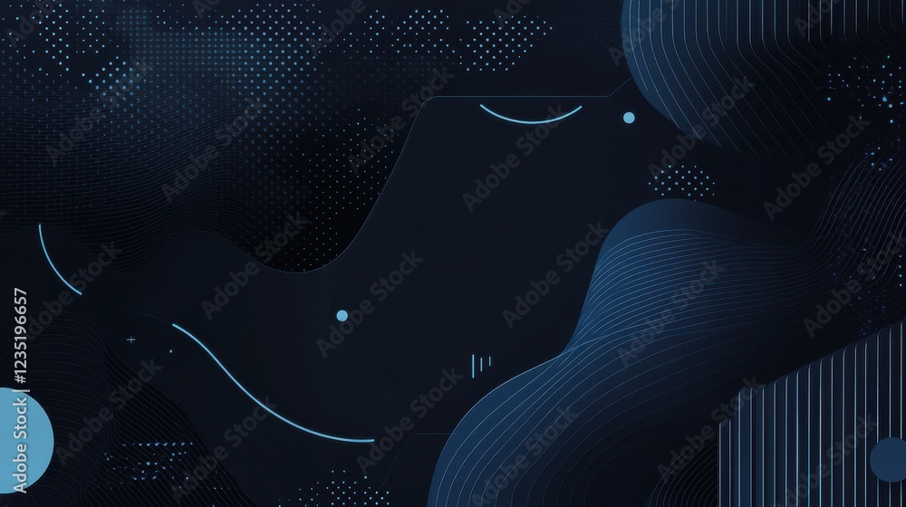 Poster abstract dark background with blue shapes and patterns for design use