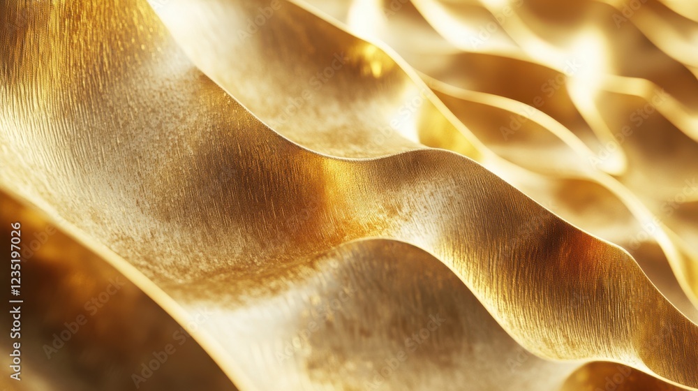 Poster elegant golden waves of shiny texture with soft light reflections
