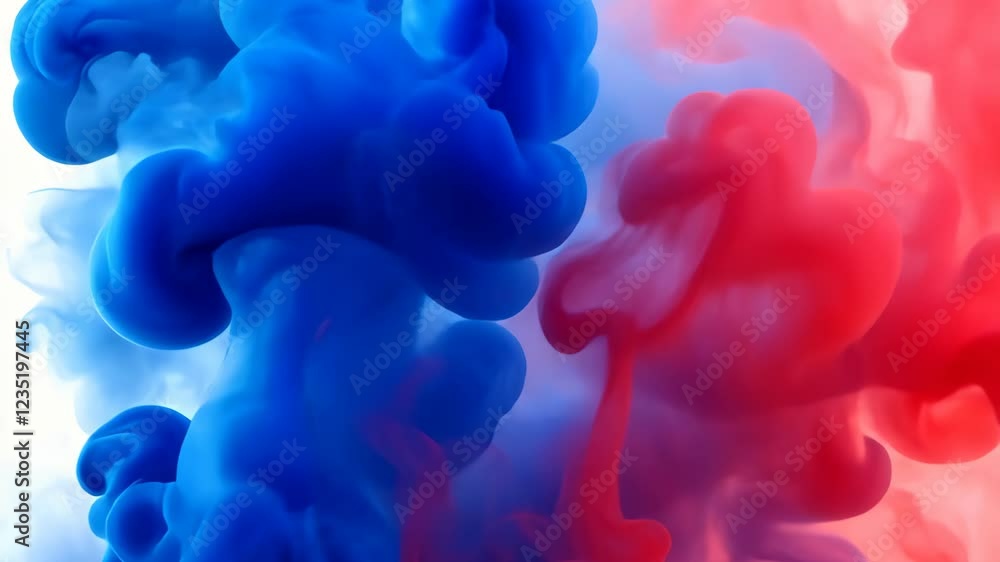 Poster abstract blue and red fractal clouds in vibrant gradient, digital art background design in modern 16