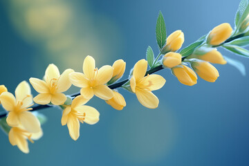 Fototapeta premium yellow flower on blue sky background