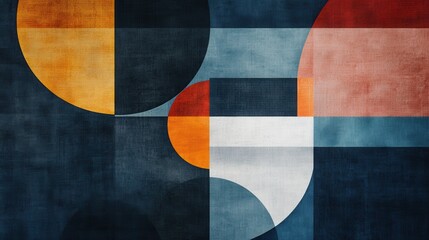 Abstract Geometric Composition in Bluish Tones and Vibrant Colors
