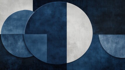 Abstract Geometric Composition in Dark Blue and Light Tones