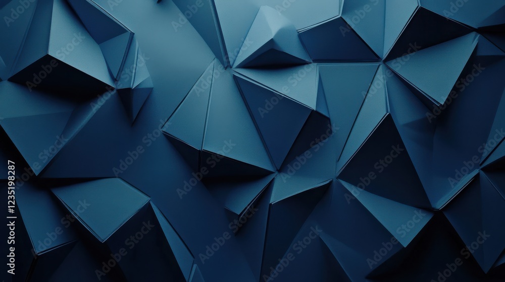 Poster blue geometric abstract background with triangular shapes and patterns