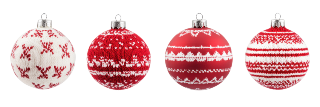Festliche rot-weiß gestrickte Weihnachtsdekoration auf transparentem Hintergrund png