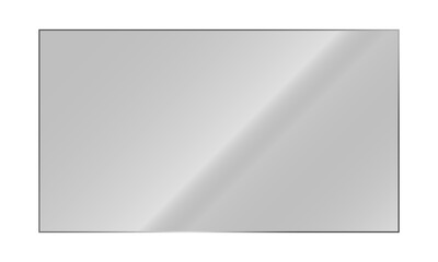 Transparent glossy plastic sheet. Clear acrylic plate. Realistic window or display reflection on a transparent backdrop.  Shiny glass panel PNG