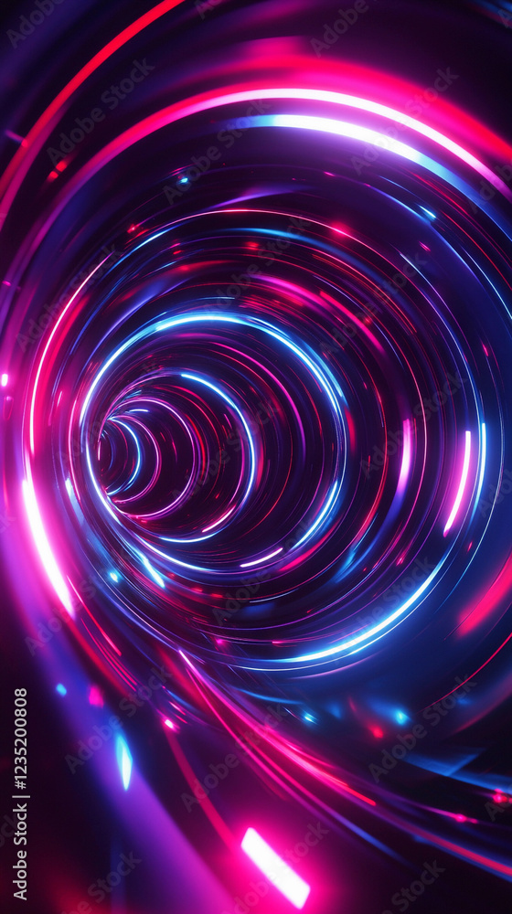 Aufkleber neon lines create a mesmerizing tunnel effect with vibrant colors and swirling patterns for an immer