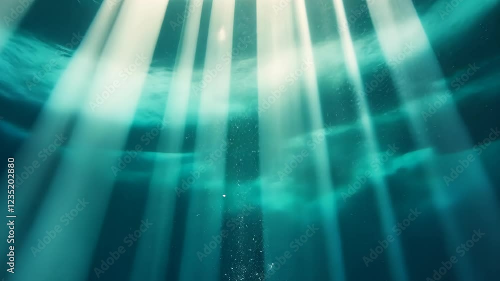Aufkleber ethereal blue light rays with glitter particle illumination creating a mesmerizing and dreamy atmosp
