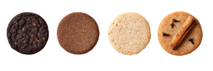 Verschiedene Kekse: Schokolade, brauner Zucker, Haferflocken, gewürzte Zimt-Köstlichkeiten png