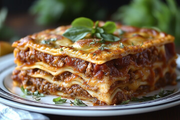 lasagna with tomato and basil