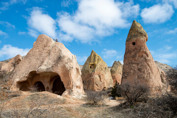 Rock formations of the Red Valley (Valley of Roses), Cappadocia, Turkey 