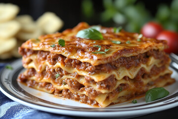 lasagna with tomato and basil