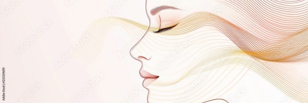 Aufkleber silhouette of a womans face featuring golden ratio lines in a soft, artistic design approach. genera