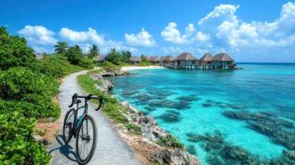 Fototapeta premium Tropical Island Bike Path to Resort