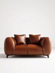 Front view of a brown stylish couch