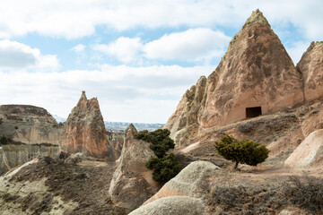 Rock formations of the Red Valley (Valley of Roses), Cappadocia, Turkey 