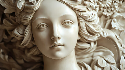 Timeless elegance of renaissance sculpture captured in stunning detail and intricate craftsmanship. Renaissance Portrait. Illustration