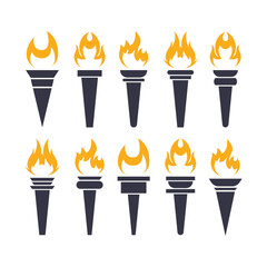 Set Of Torch Fire Vector Design.