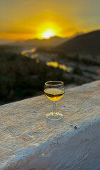 Sunset from the terrace of a beautiful hotel in the town of Tata in Morocco
