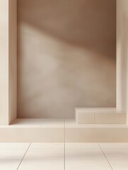 Fototapeta premium Abstract minimal beige and cream geometric block design with subtle shadows