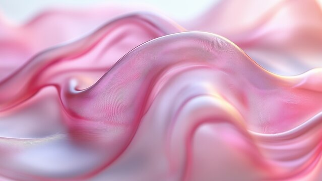 3d render of A close-up of a horizontally wavy banner with a soft pink tint