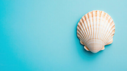 Obraz premium Seashell on Blue Background: A Nautical Symbol of Serenity