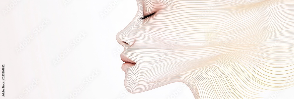 Poster exploration of beauty through silhouette design and golden ratio lines with a focus on femininity an
