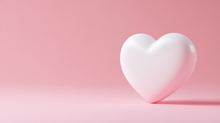 3D icon chat button with white heart. Perfect for love themed designs. Realistic and isolated on pink background.