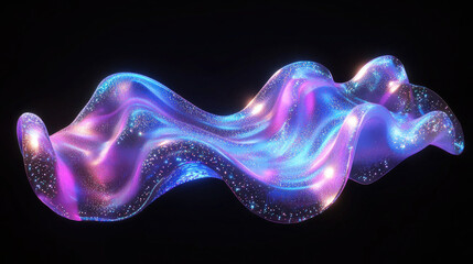 3D Abstract Holographic Shape on Black Background