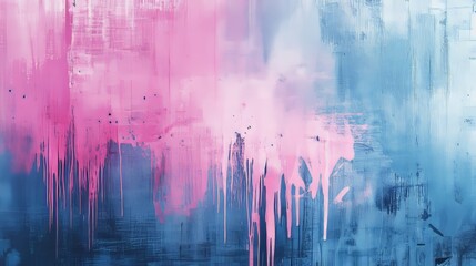 Graffiti punk style grunge banner with distress texture, ink drips and splashes. Blue and pink colored grunge background with hand drawn halftone and brush strokes. Vector graffiti spray texture.