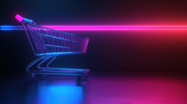 Sleek black and neon Cyber Monday banner flashing across an online store interface, advertising deep discounts.