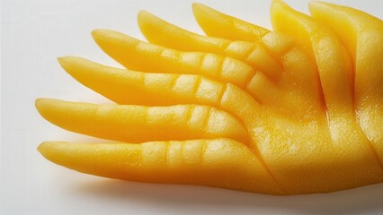 Artistic Presentation of Sweet Yellow Mango in Hand Shape