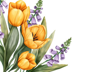 A Serene Pastel Landscape Showcasing Soft Yellow Tulips - Ideal for Nature Blogs and Interior Design Websites