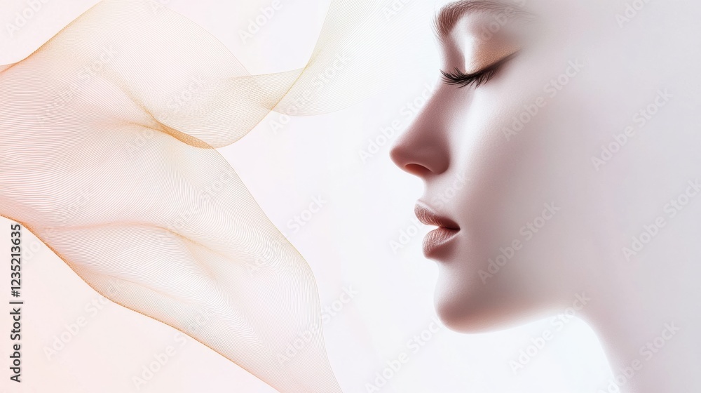 Aufkleber silhouette of a womans face highlighted by golden ratio lines illustrating beauty and proportion in 
