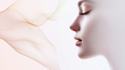 Naklejka premium Silhouette of a womans face highlighted by golden ratio lines illustrating beauty and proportion in a minimalist style. Generative AI
