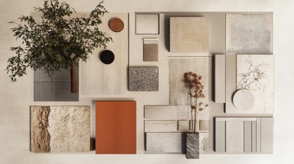 Mood boards designed for architect styling and material selection.