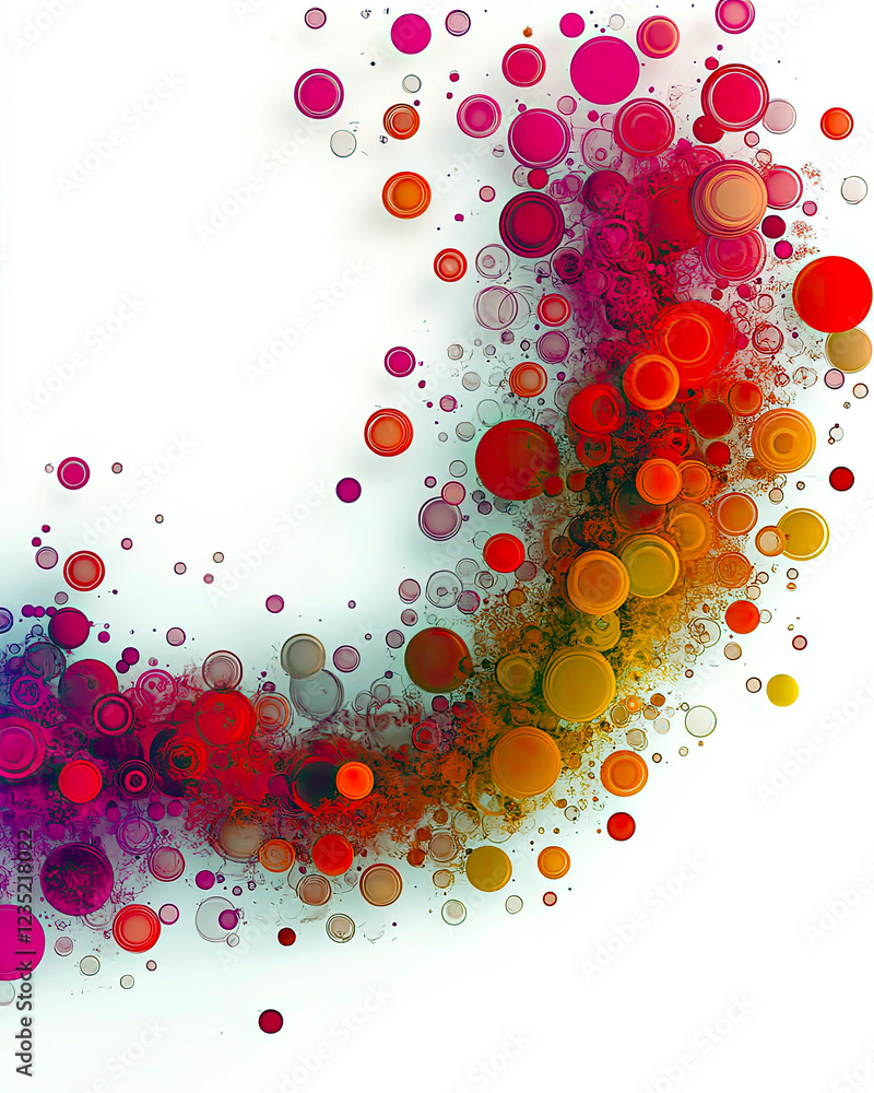 Poster Colorful Circle of Vibrant Dots Creating an Artistic Display on a Clean Background