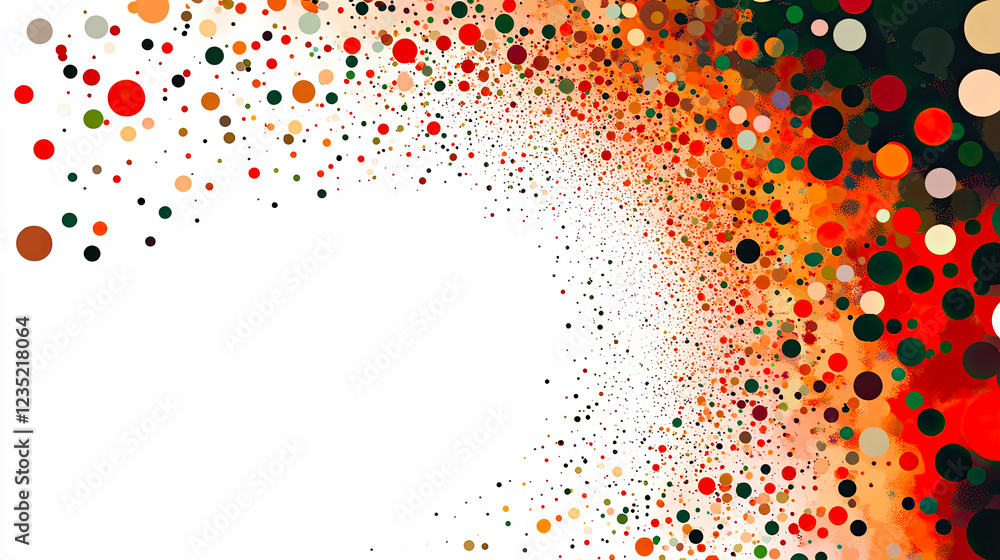Poster colorful dots create a captivating circle on a neutral background showcasing artistic expression
