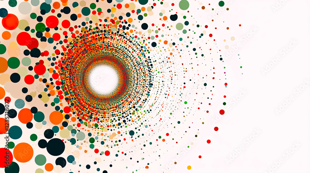 Poster Colorful Dots Create a Mesmerizing Circular Pattern on a Soft Neutral Backdrop