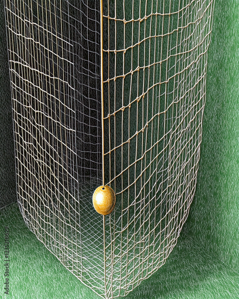 Poster Swaying Net Catches Abstract Phenomenon in a Playful Dance of Form and Function