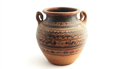 Ancient urn. Antique cartoon pottery. Decorative greek crockery isolated on white background